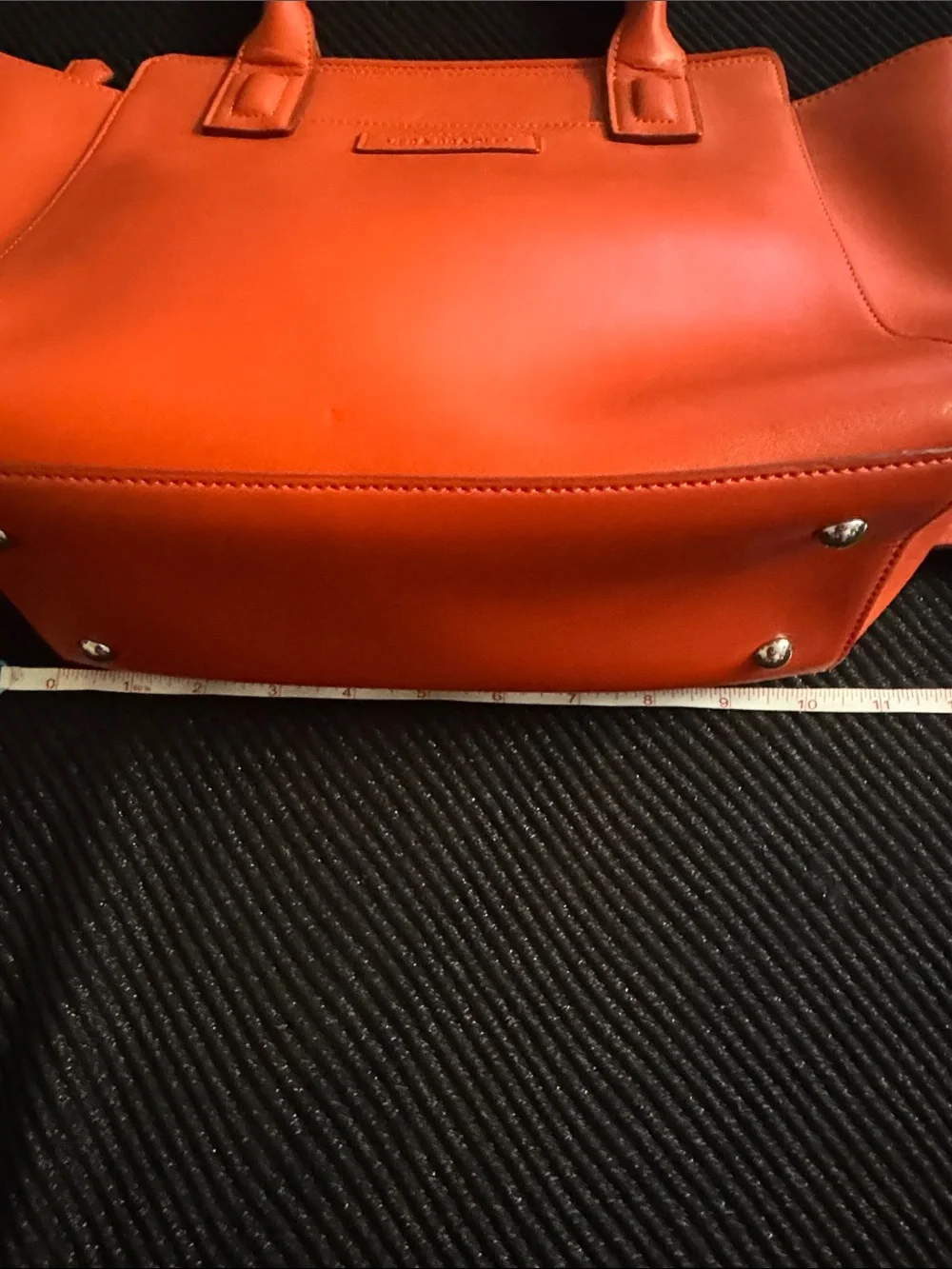 Orange Vegan Leather Tote Handbag -